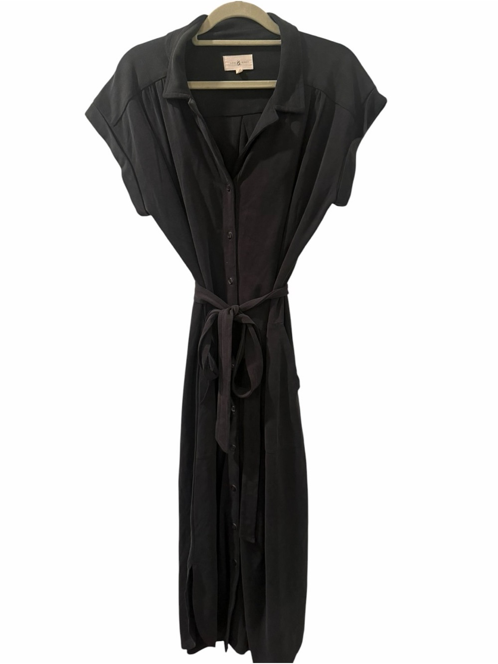 Lou & Grey Sandwashed Midi Belted Shirtdress Modal Black size‎ small